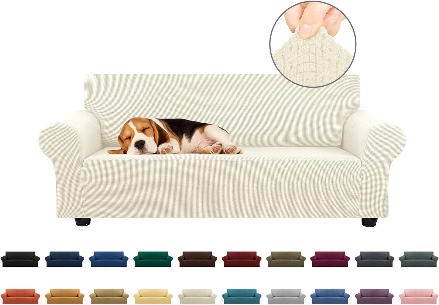 KEKUOU Stretch Loveseat Sofa Cover for 2 Cushion Couch Sofa