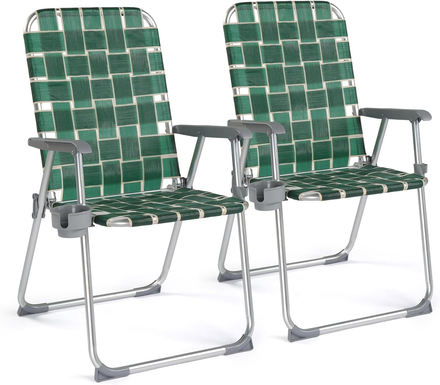 VINGLI Folding Aluminum Webbed Lawn Chairs for Outdoor Comfort
