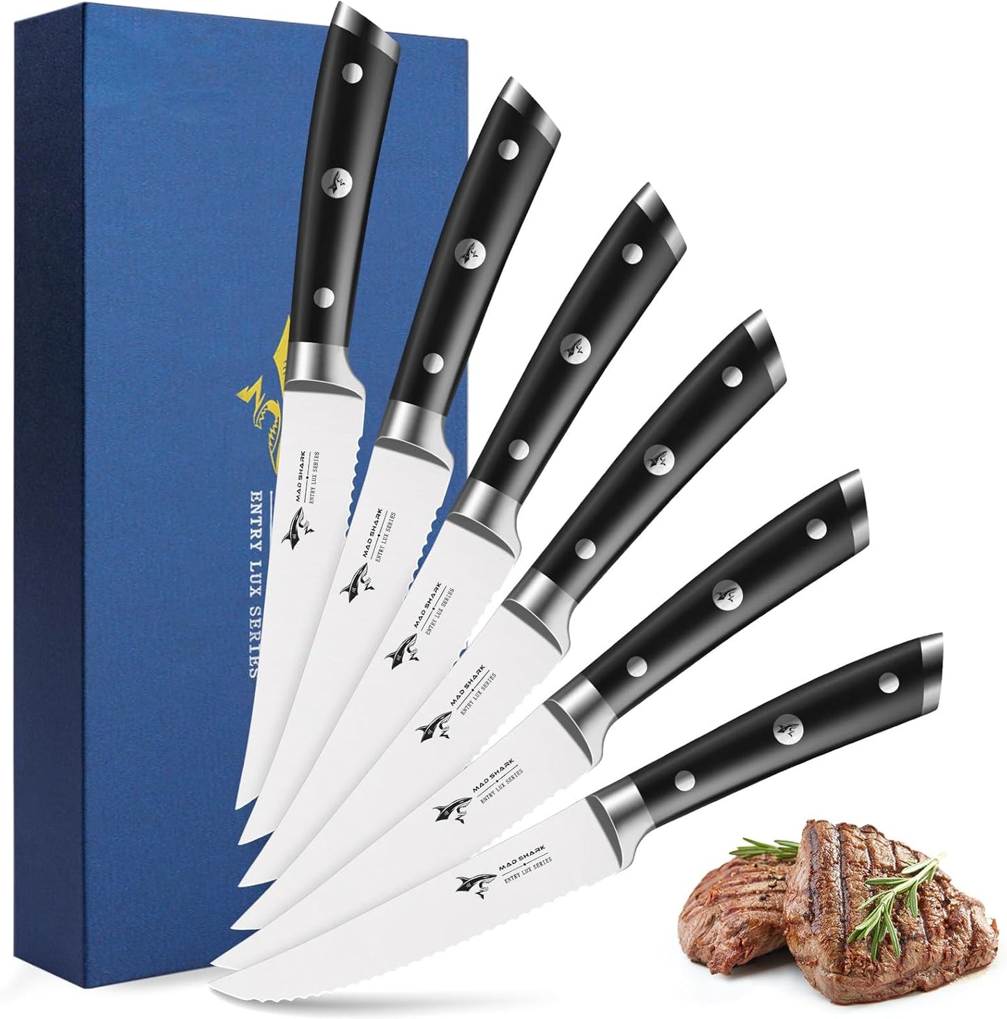 Premium 6-Piece Steak Knife Set with Ultra Sharp Blades