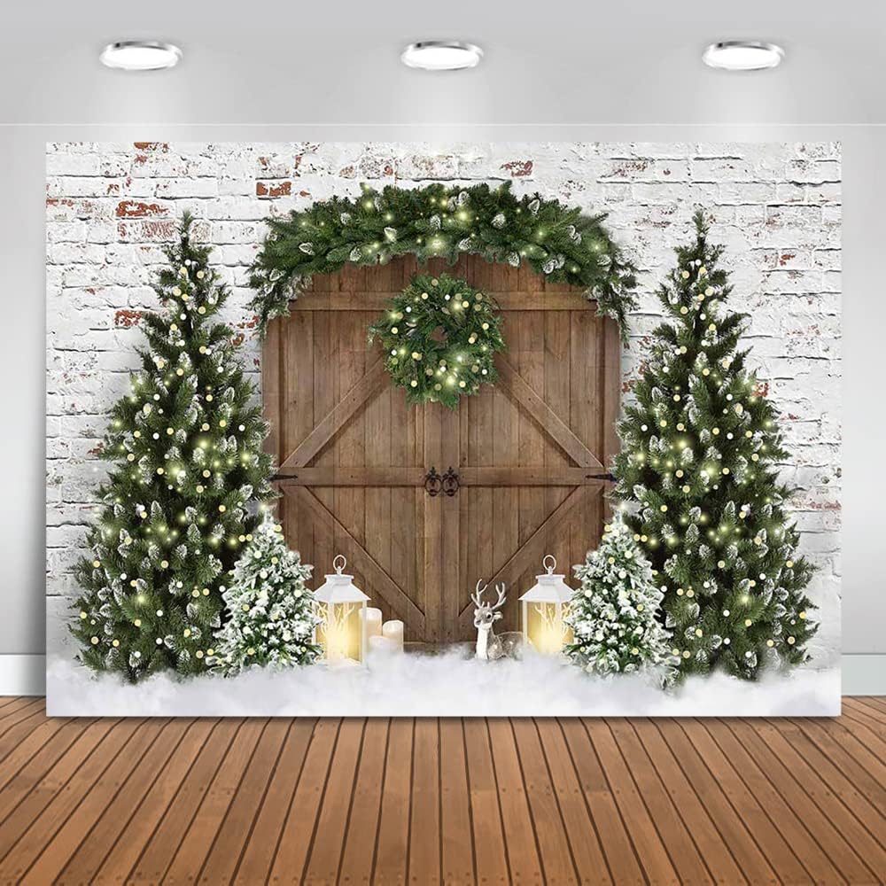 Mocsicka Christmas Wood House Backdrop for Holiday Portraits