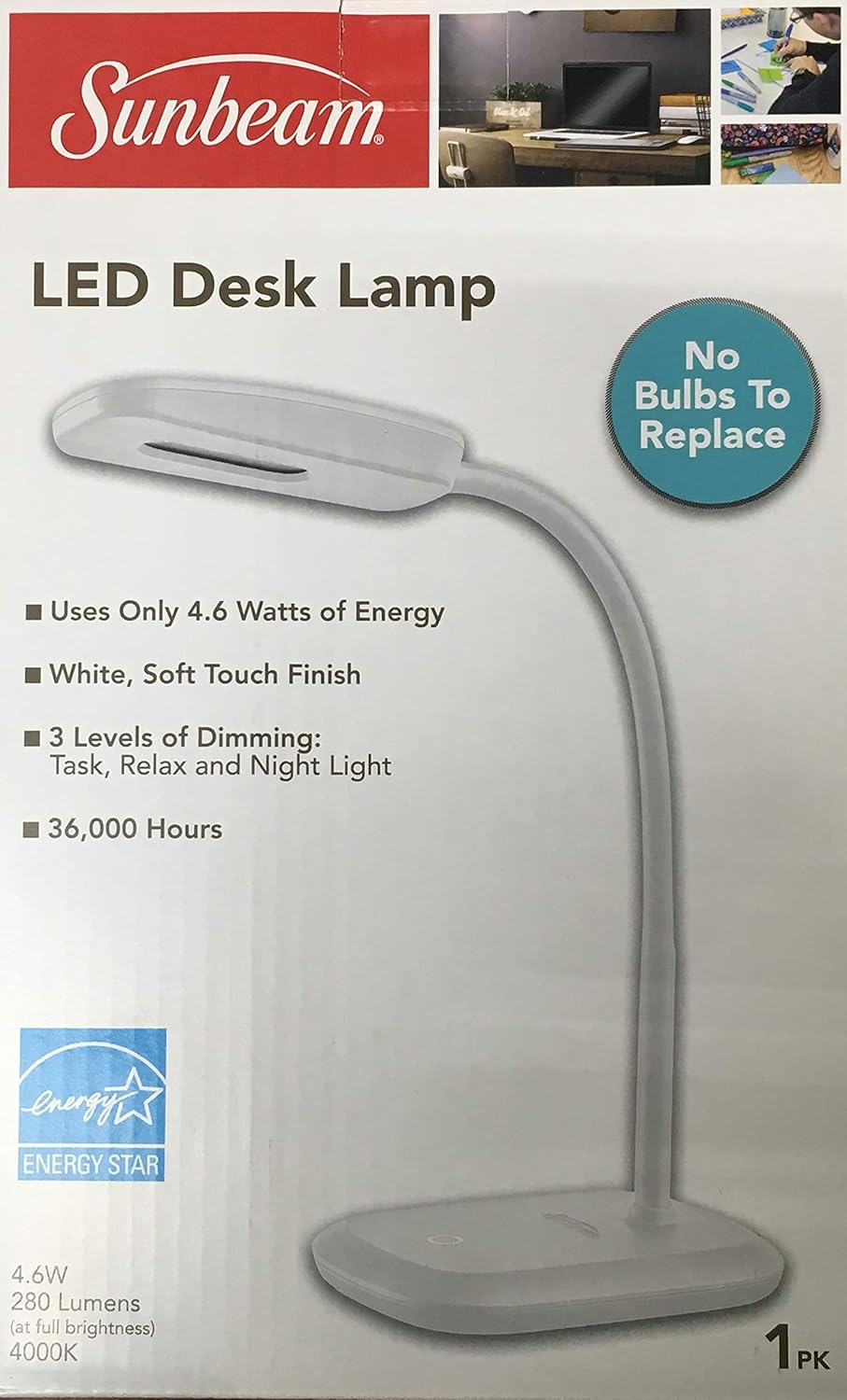 Sunbeam Flexible Neck LED Desk Lamp - Energy Efficient