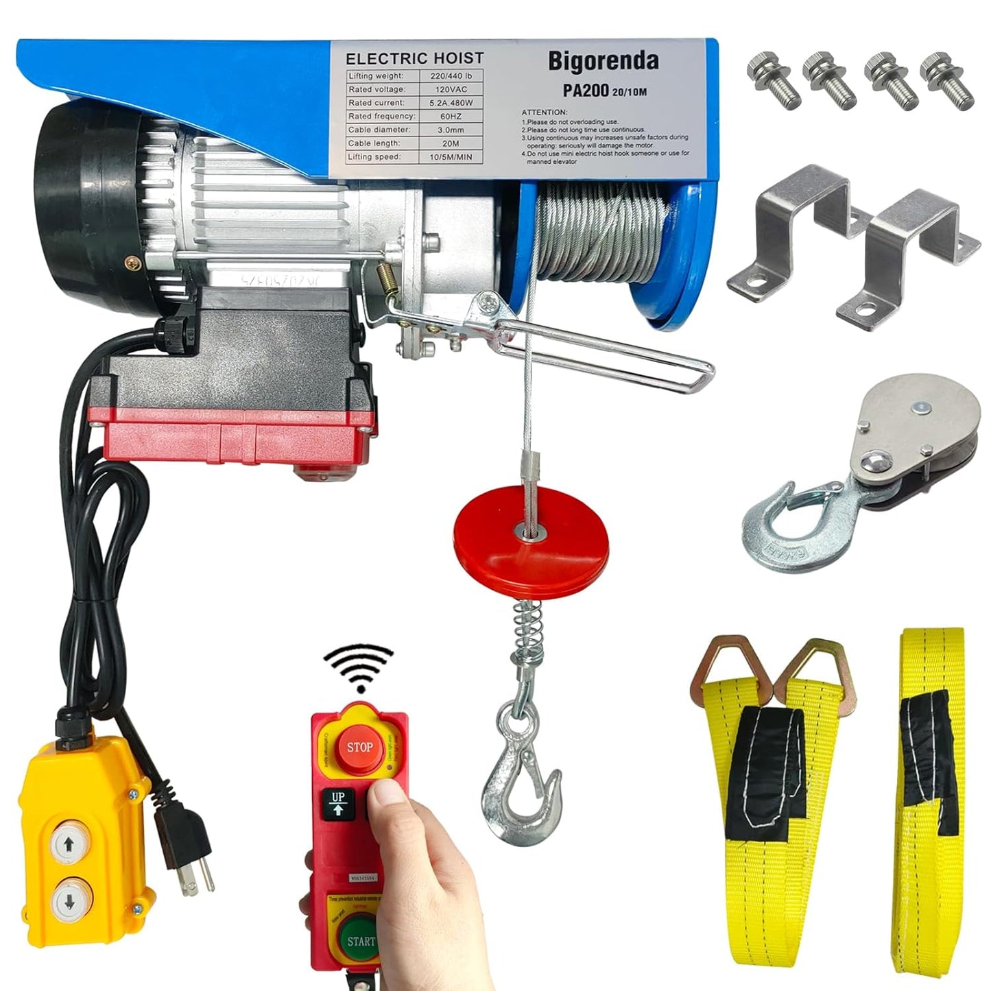 Electric Hoist 2 in 1 with Remote Control for Heavy Lifting