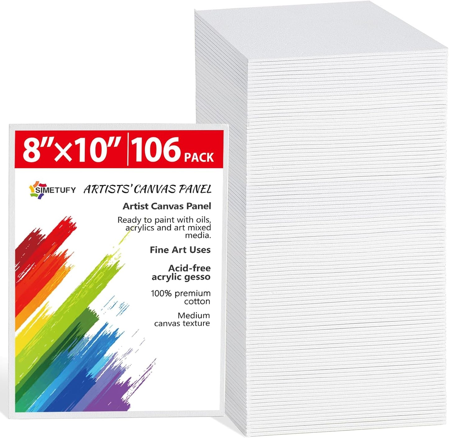 Simetufy Canvas Boards for Painting 8x10 - 106 Pack Bulk