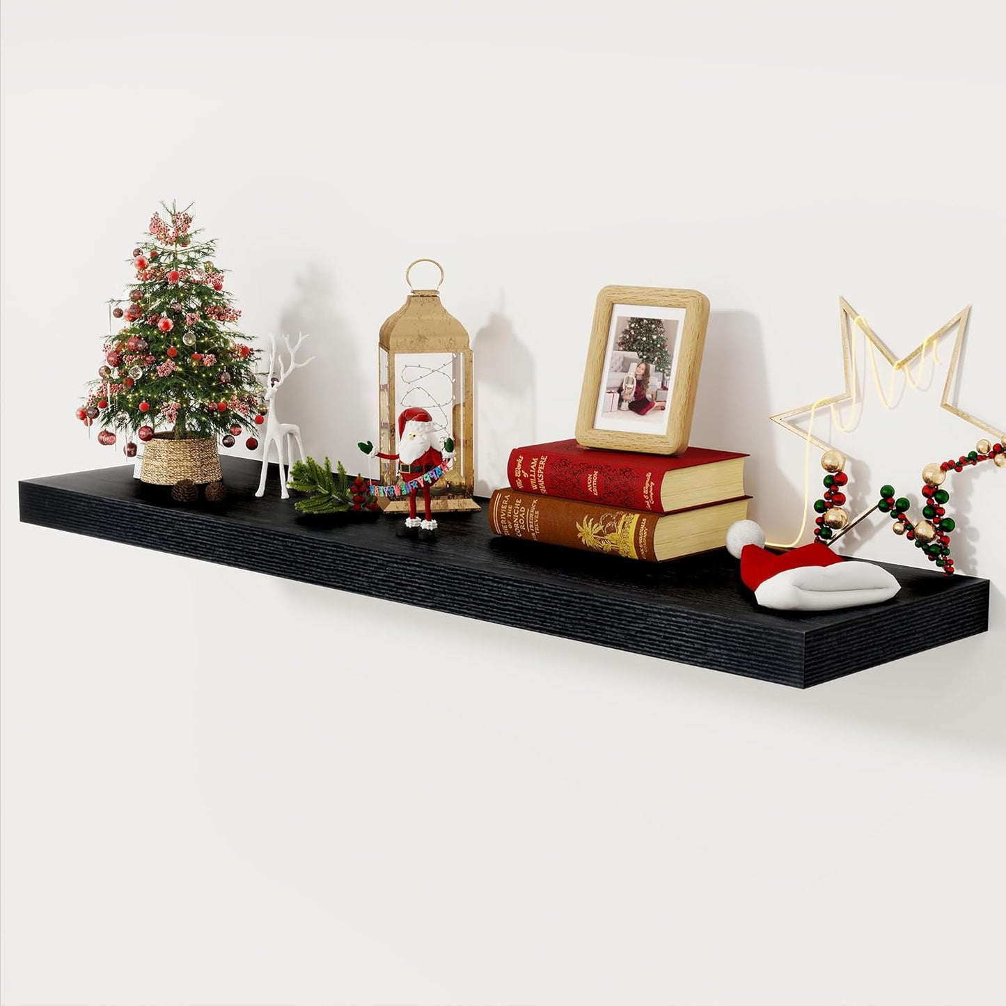 Black Floating Shelves 48 Inch Long for Home Storage & Display