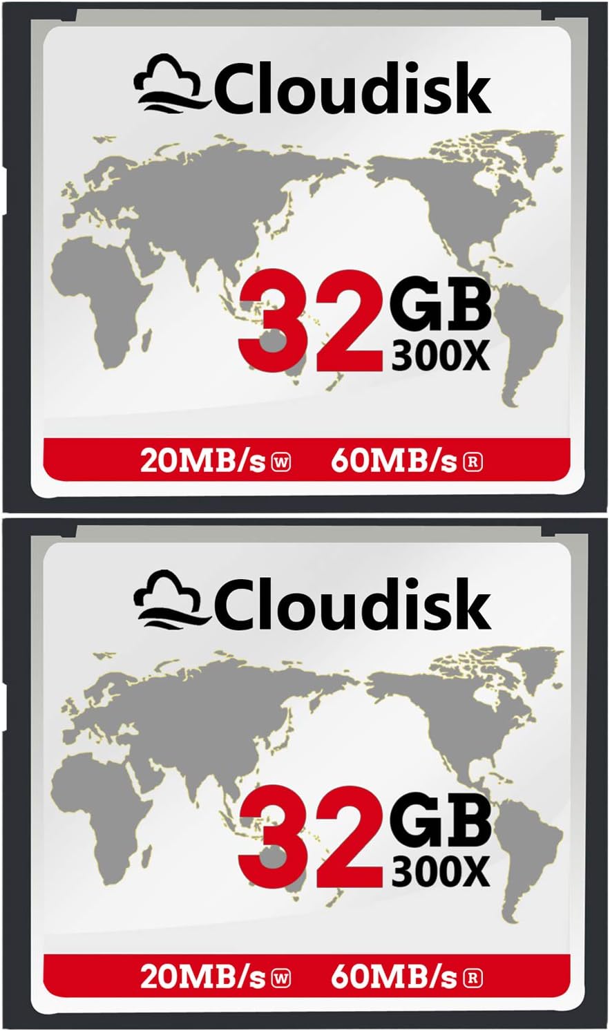 Pack of 2 Compact Flash Card 32GB 300X for DSLR Cameras