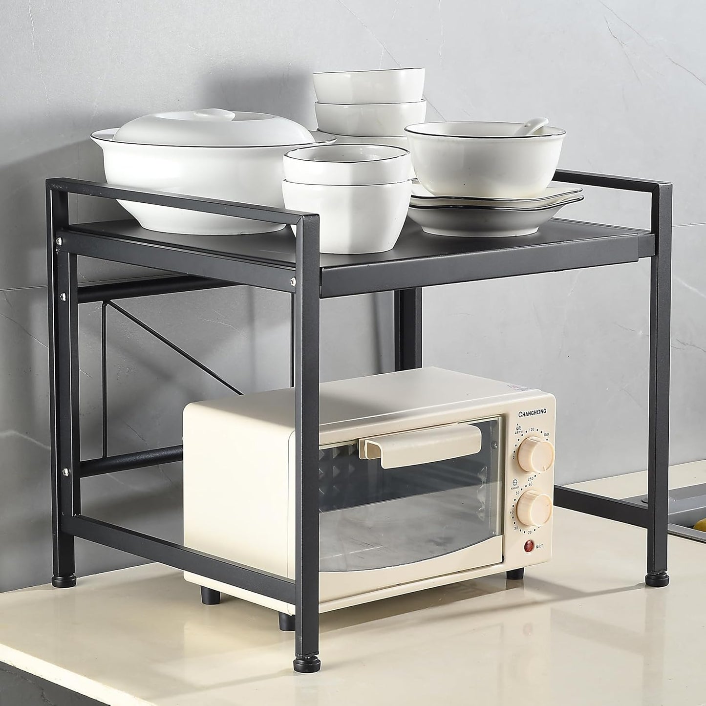 Maximize Kitchen Space with ECHLI 2-Tier Microwave Stand!