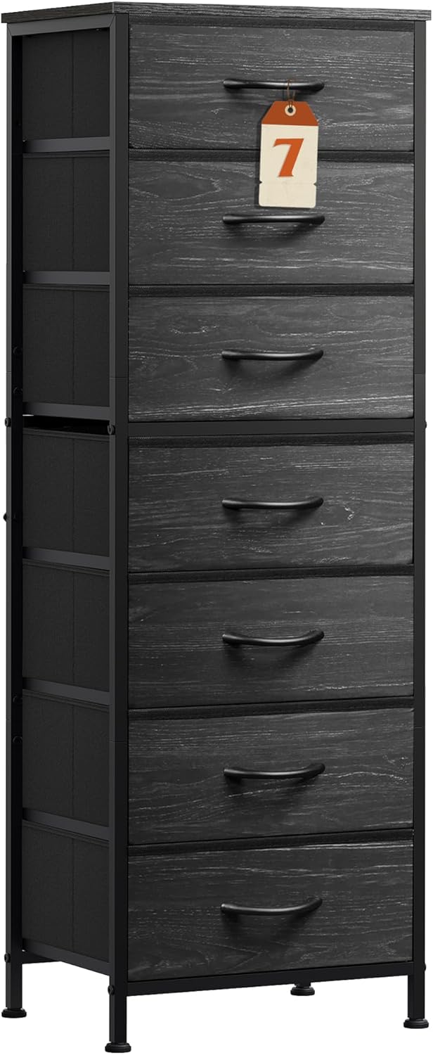 WLIVE Tall Dresser for Bedroom with 7 Drawers and Storage