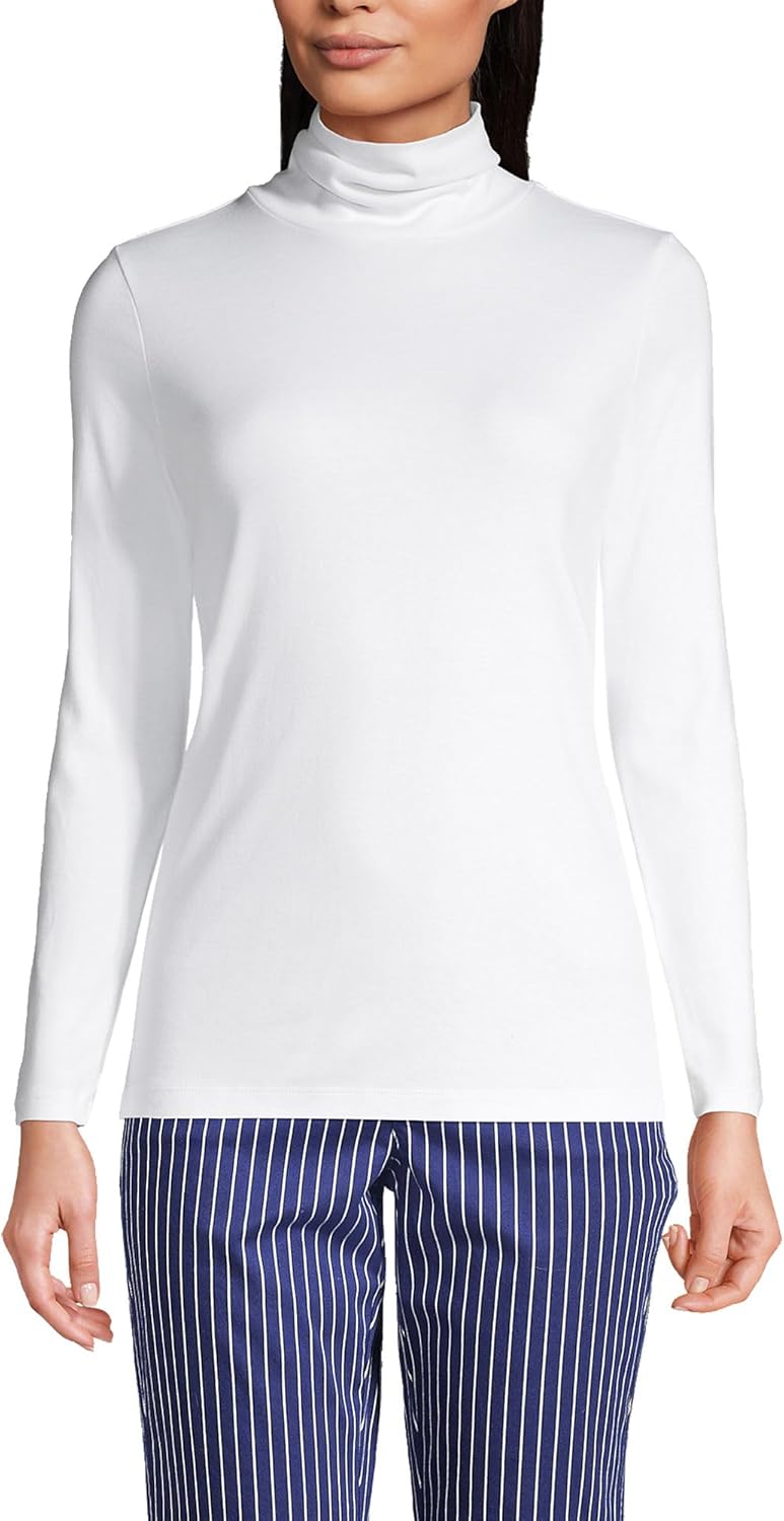 Lands' End Women's Supima Cotton Fitted Long Sleeve Turtleneck