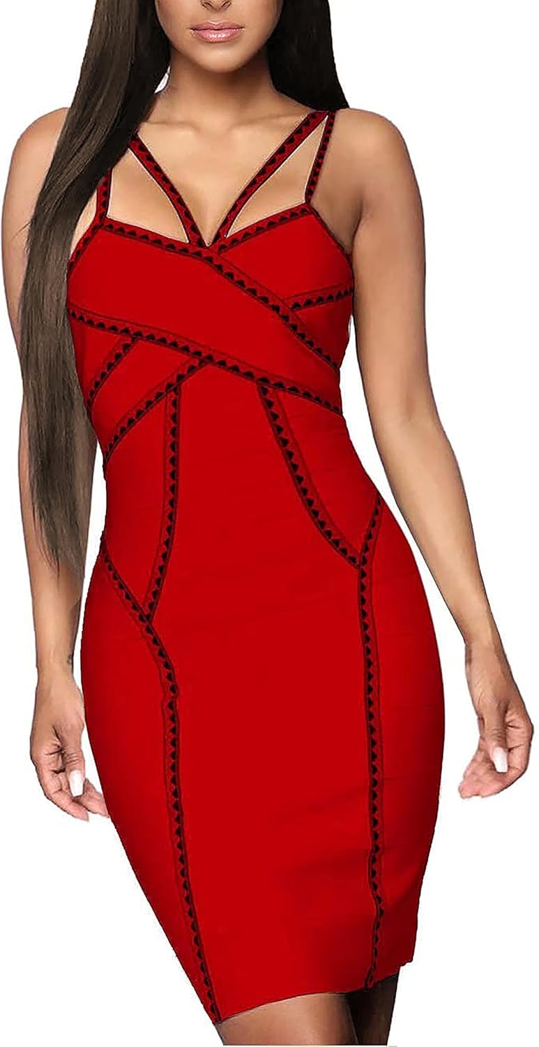 Hybrid & Company Womens Elegance V Neck Stretch Chic Dress