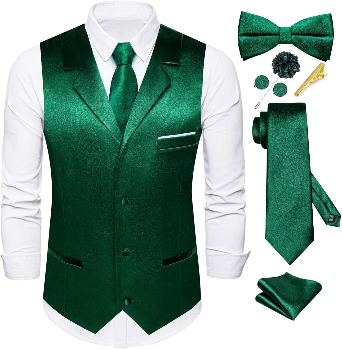 Stylish Dubulle Mens Satin Vest and Tie Set for Formal Events