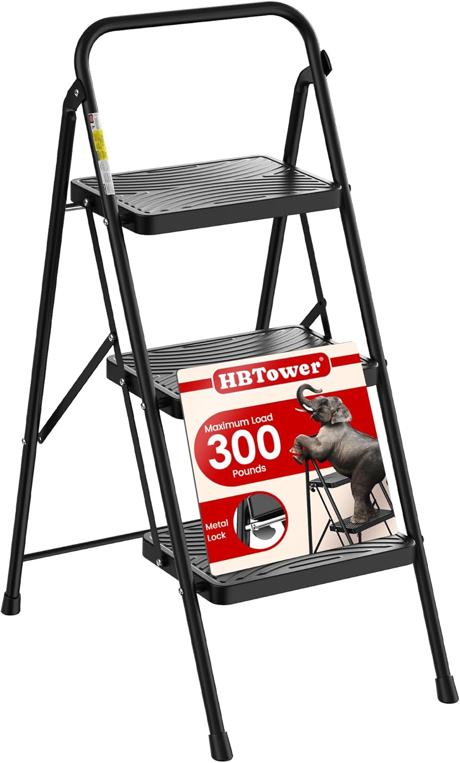 HBTower 3 Step Ladder with Wide Anti-Slip Pedal for Safety