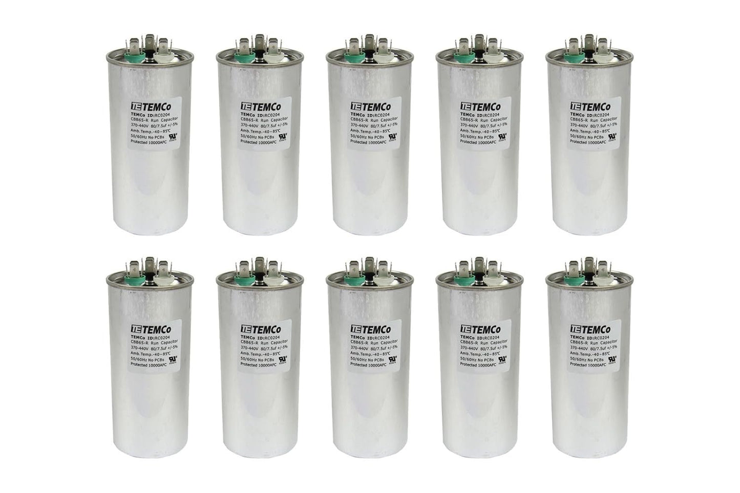 10 Pack Dual Run Capacitor for HVAC AC Fan and Motor Applications