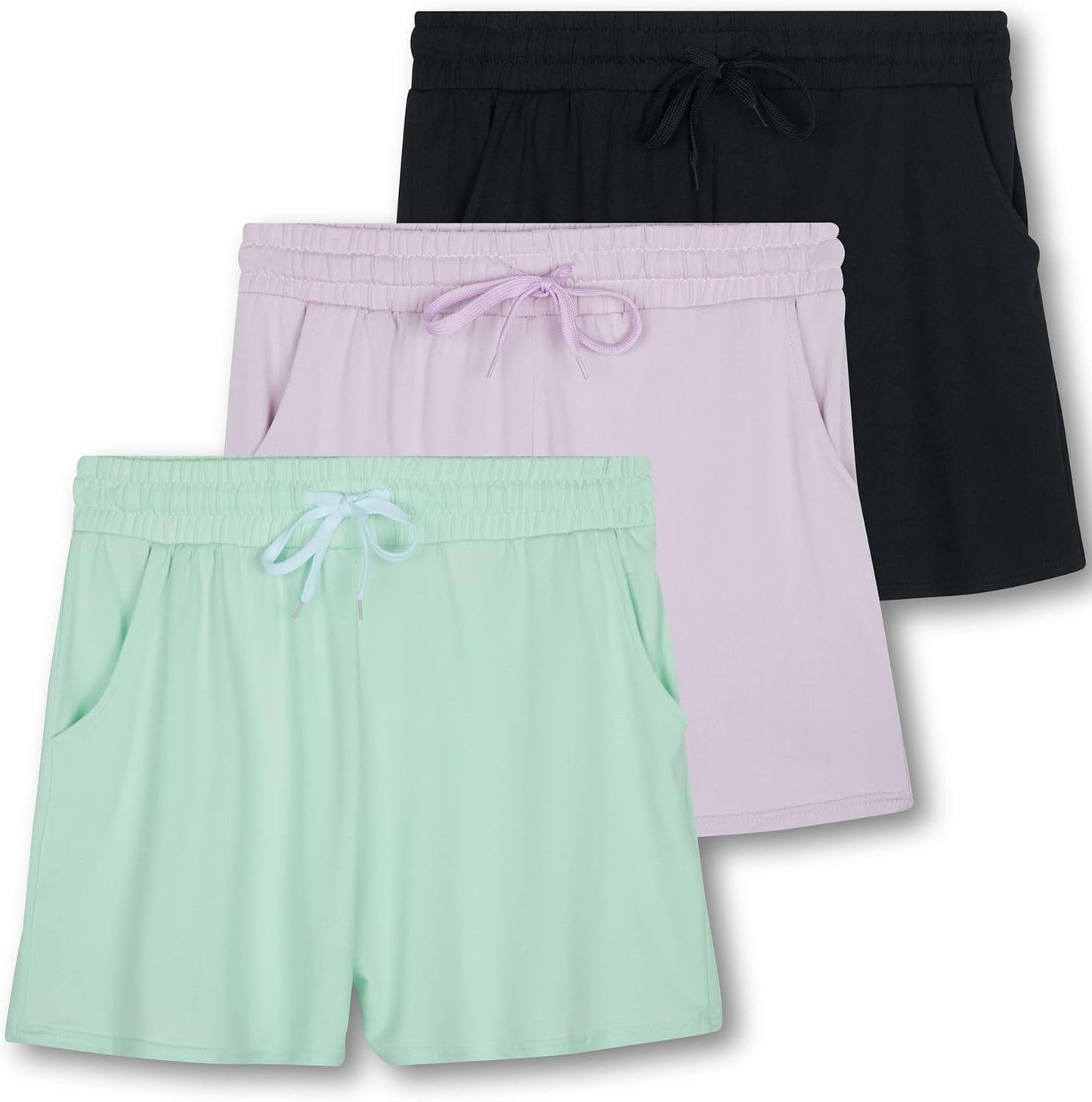Real Essentials 3 Pack Womens Ultra-Soft Athletic Lounge Shorts