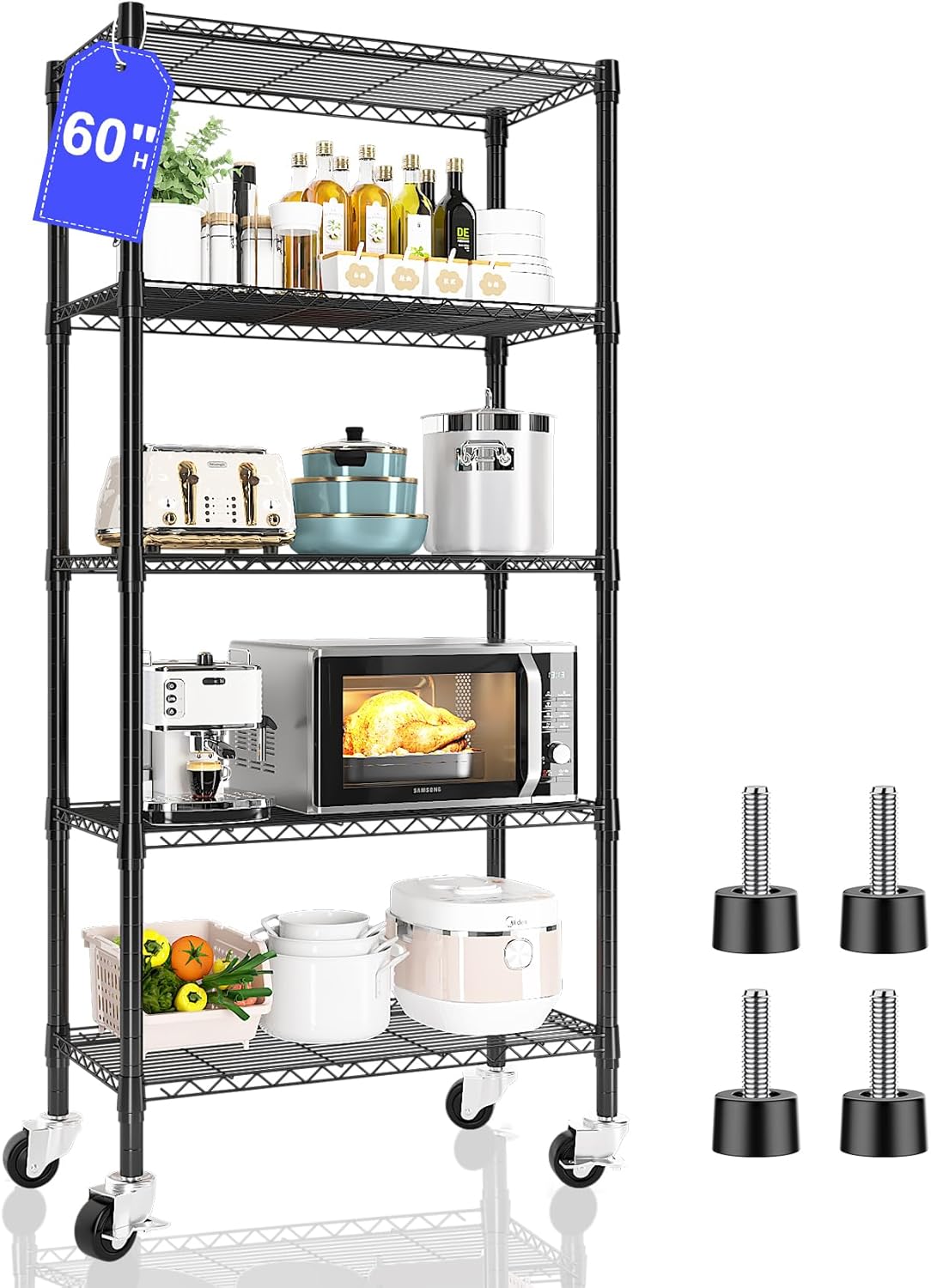 5 Tier Shelving Unit Wire Rack for Heavy Duty Storage Needs