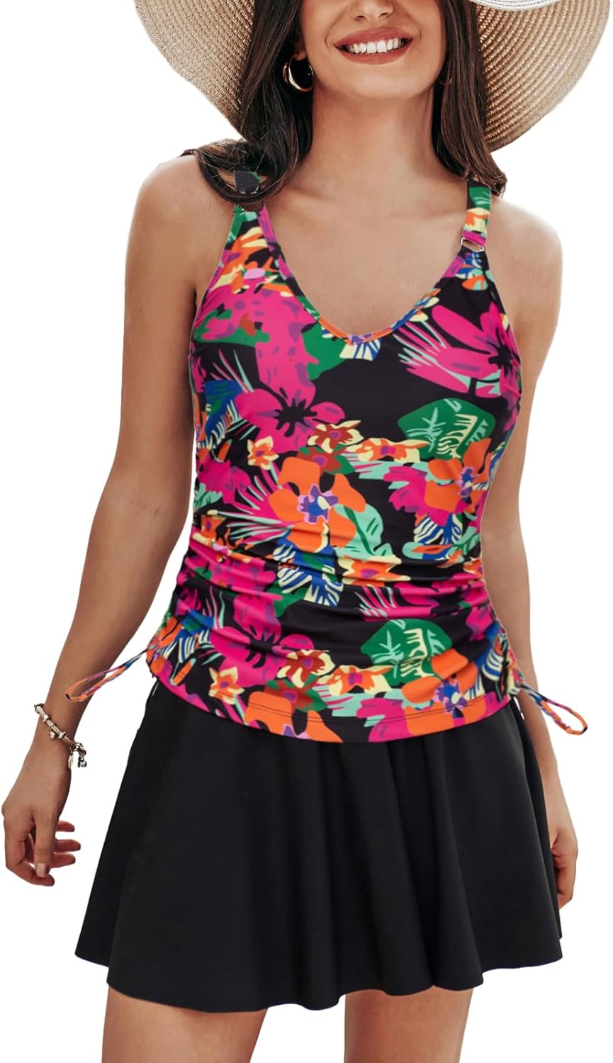Kate Kasin Women's Tankini Swimsuits with Tummy Control Design