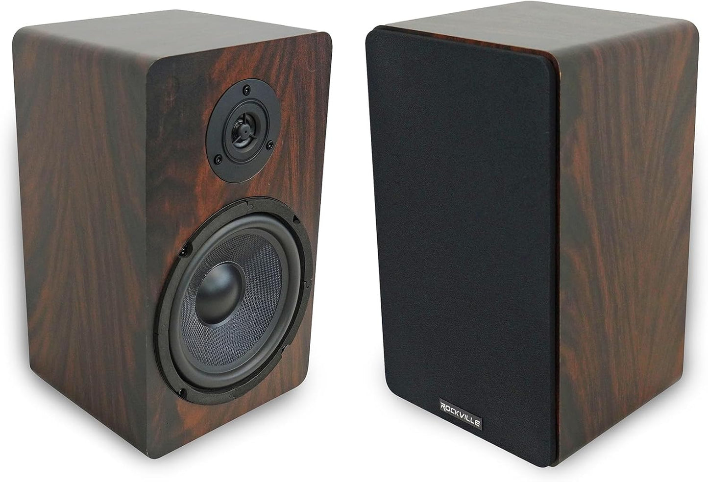Rockville Dark Wood Bookshelf Speakers - Rich Sound