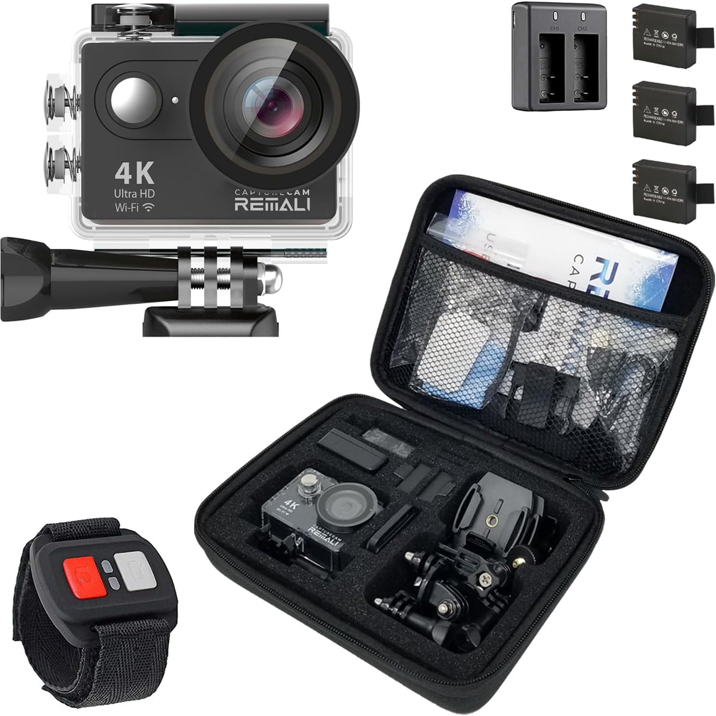 REMALI 4K Action Camera Kit with 21 Accessories