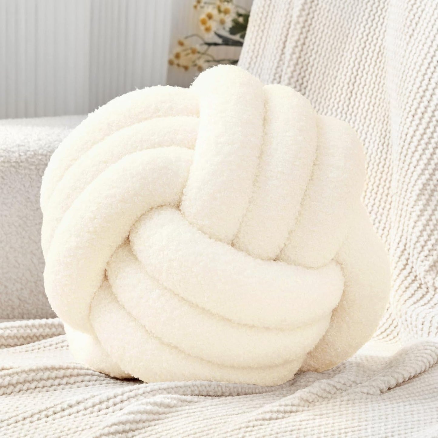Petrella Knot Pillow Ball Round Throw Pillows for Home Decor