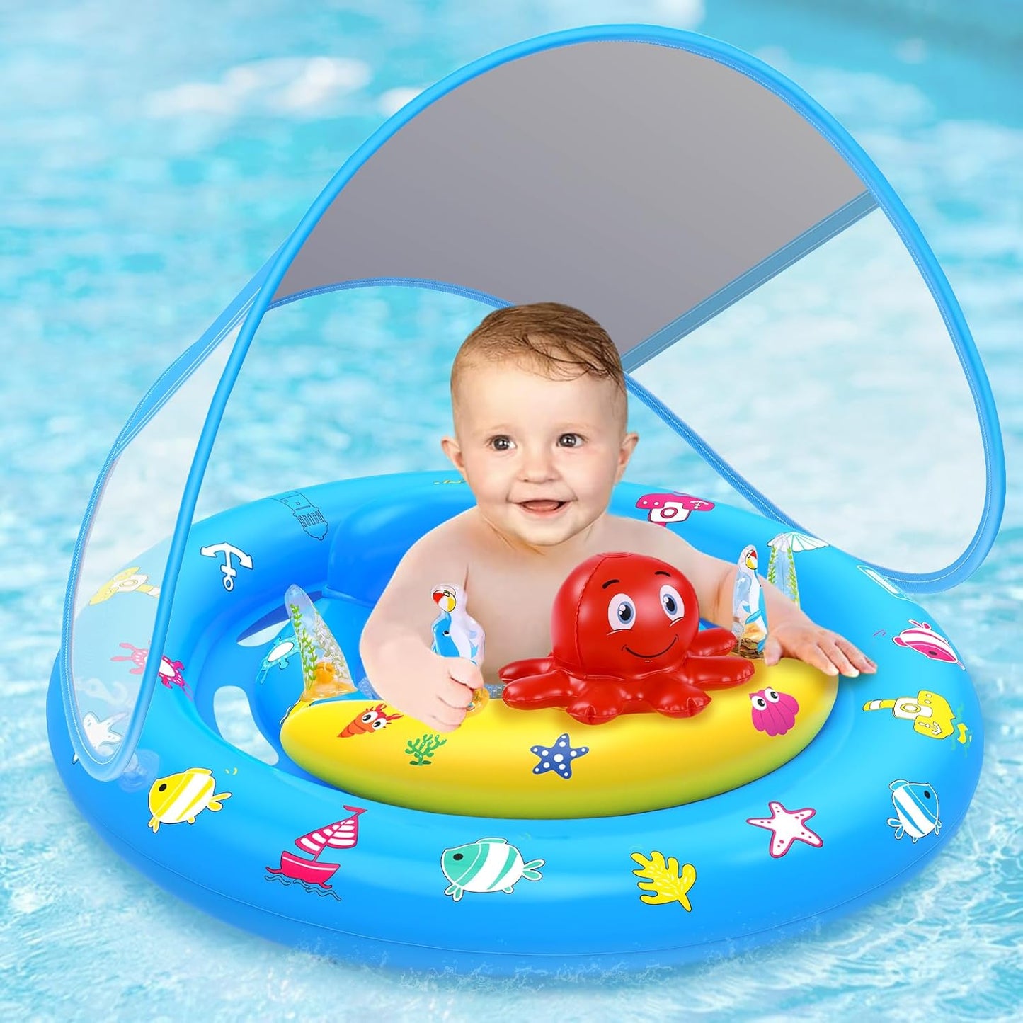Baby Pool Float with Canopy for Safe Summer Fun and Learning