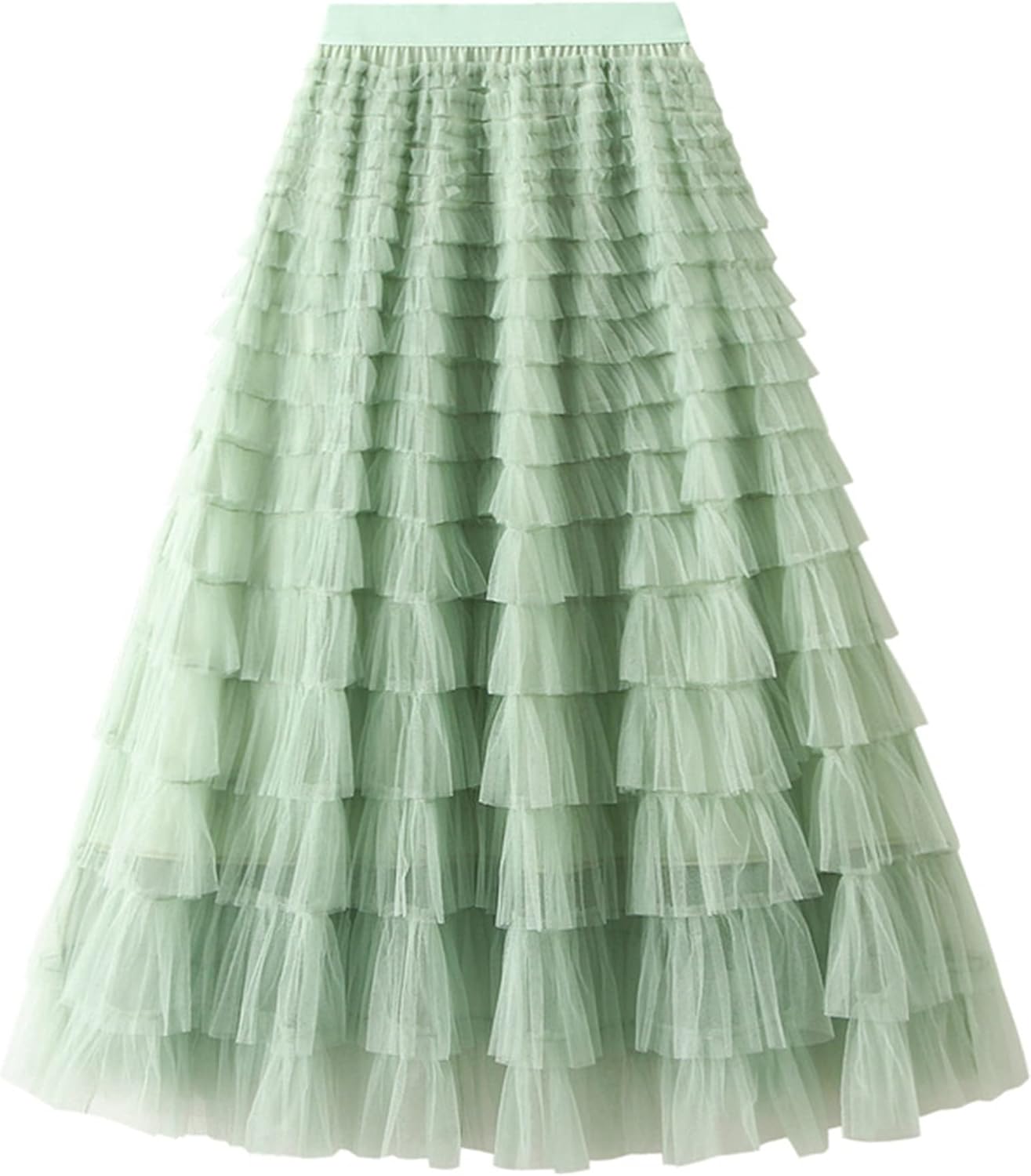 Dirholl Women's A-Line Fairy Patterned Tulle Midi Skirt