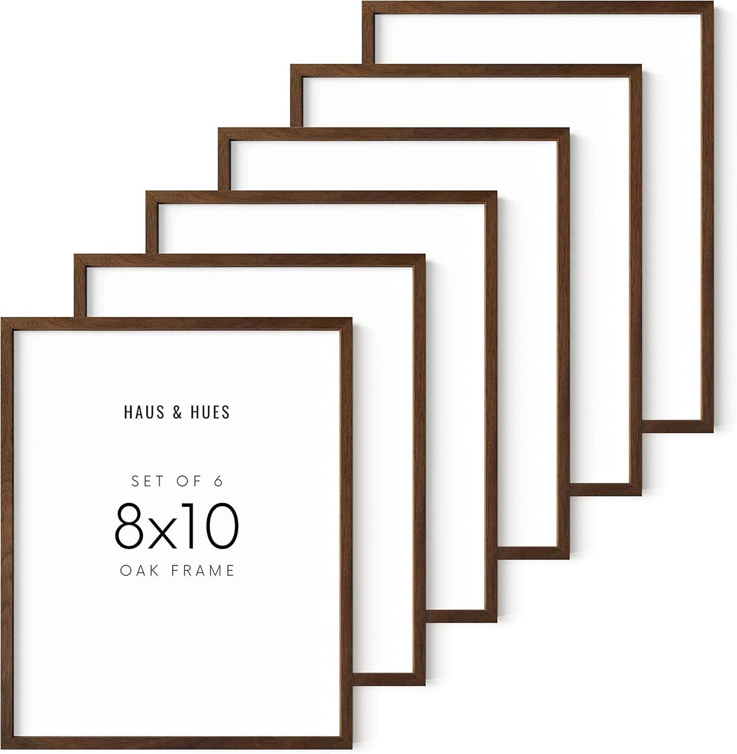 8x10 Picture Frame Set of 6 in Dark Wood for Rustic Decor