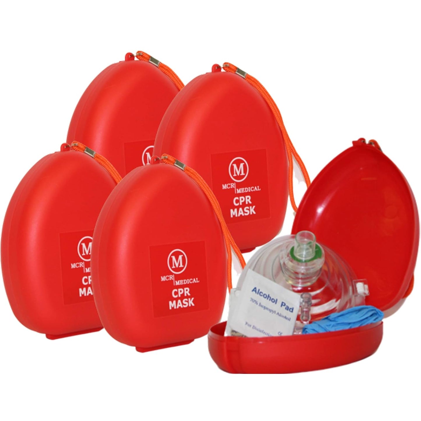 MCR Medical Pack of 5 CPR Rescue Masks for Adults and Children