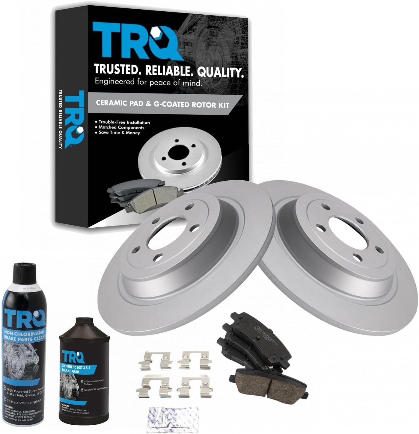 TRQ Rear Brake Pad & Rotor Kit for 2015-2022 Ford Mustang