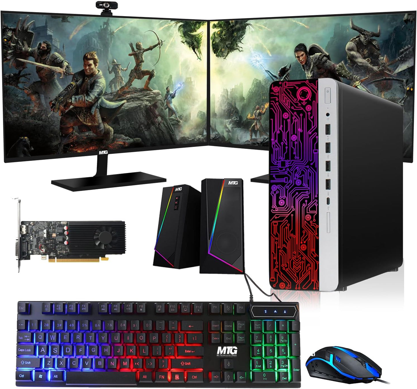 TechMagnet HP G3 Gaming Desktop PC with Dual 24-inch Monitor