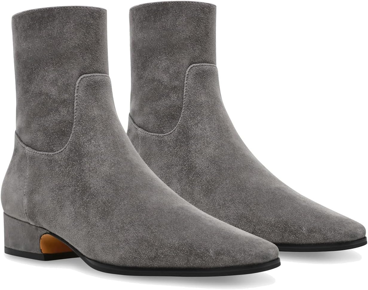 Comfortable Women's Ankle Boots with Square Toe and Chunky Heel