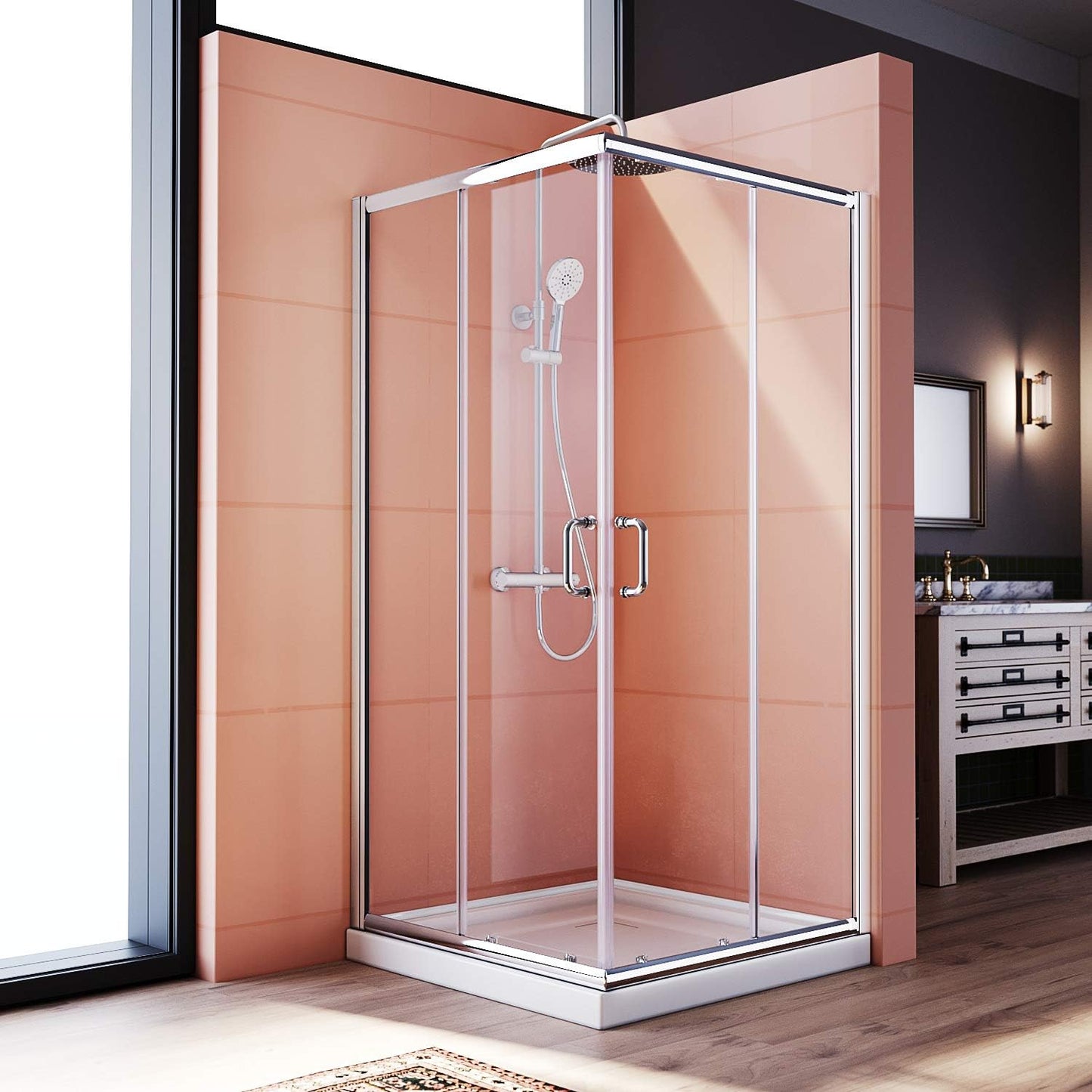 Elegant Corner Shower Enclosure with Double Sliding Doors