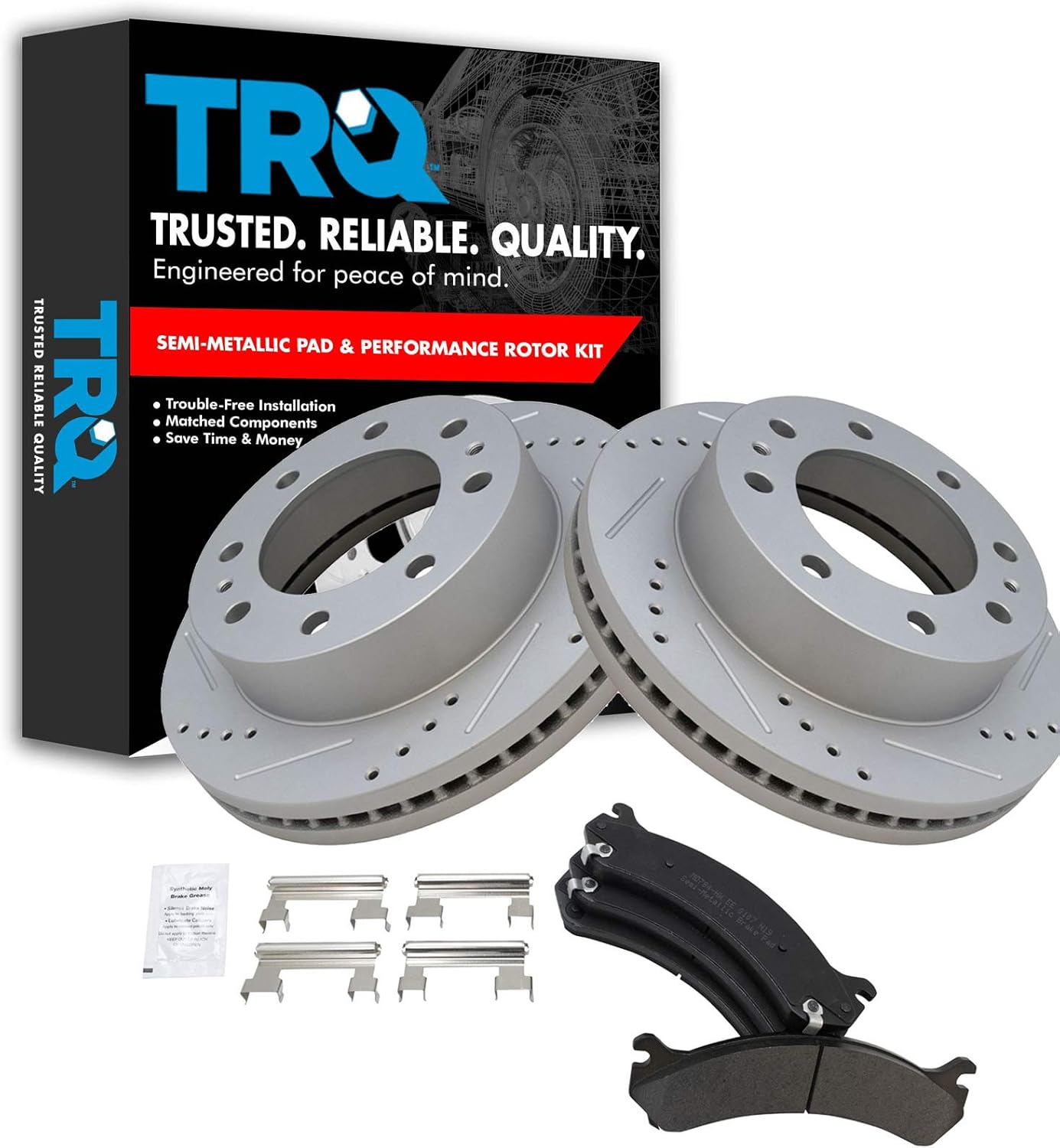 TRQ Front Brake Pad & Rotor Kit for Cadillac Chevrolet GMC Hummer