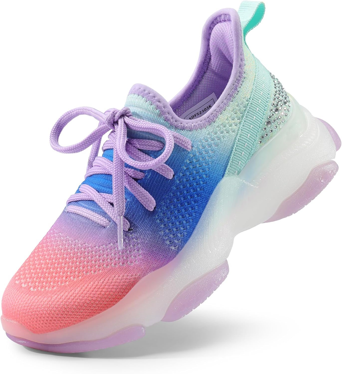 DREAM PAIRS Girls Slip-On Sneakers with Sparkle and Comfort