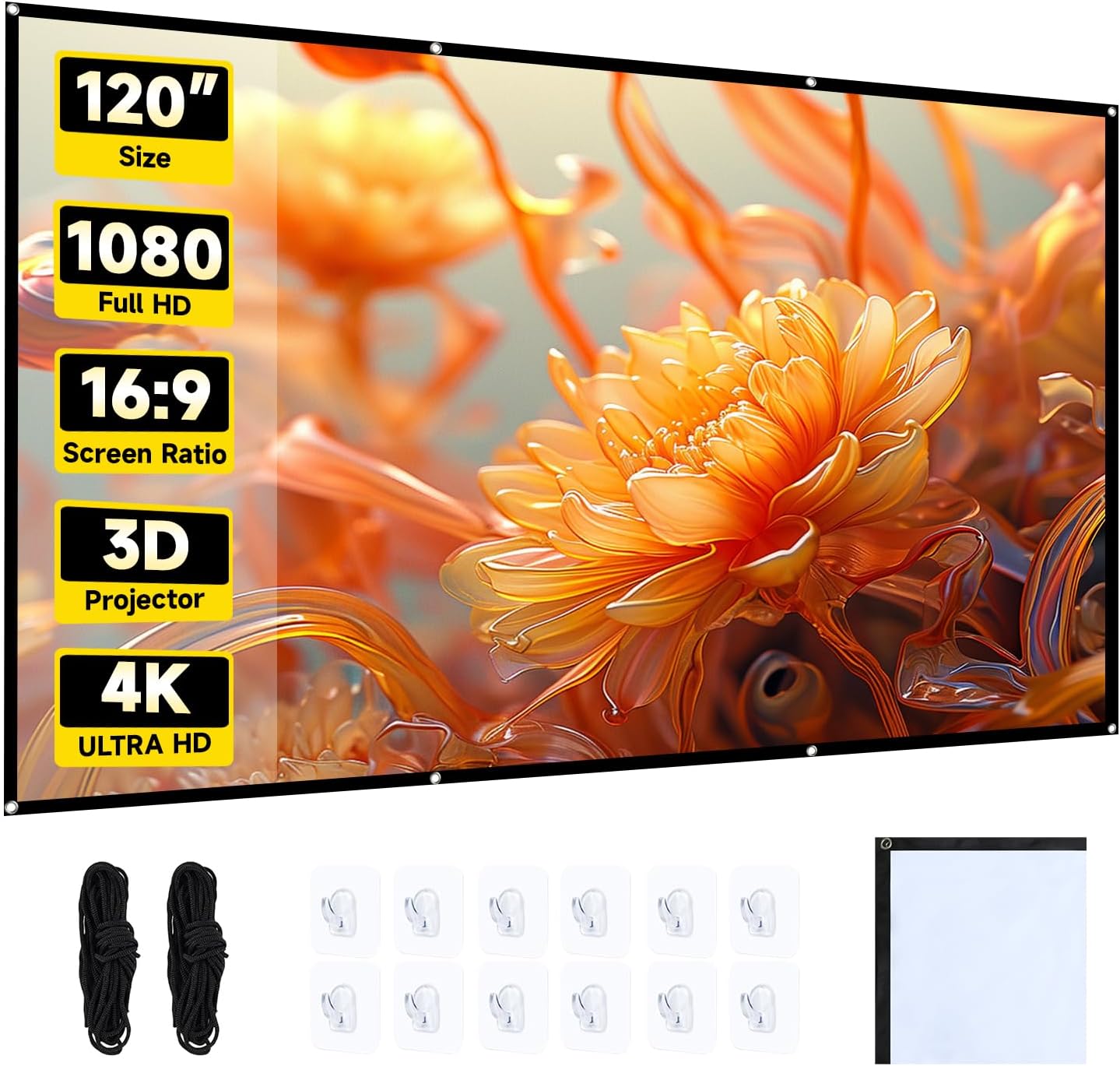 Washable Foldable 120 Projector Screen by AHOLON