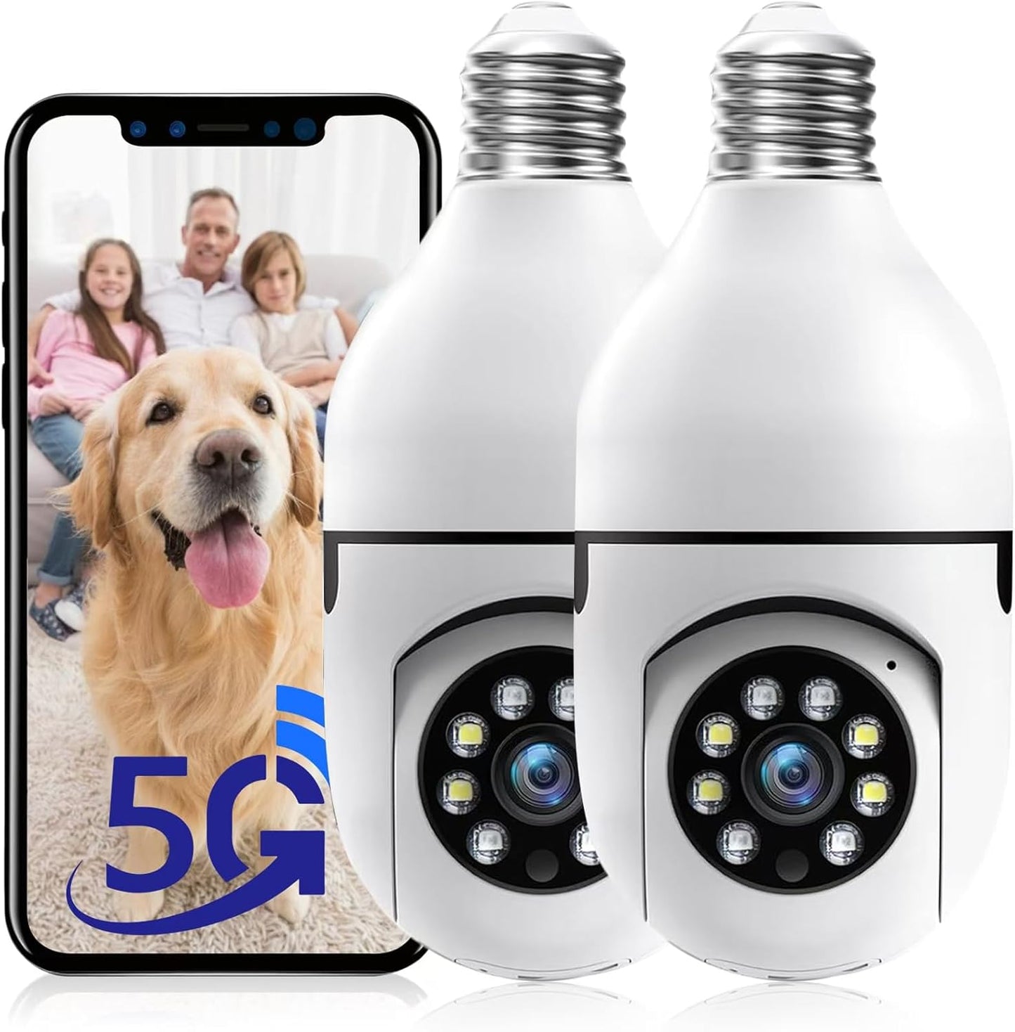 Light Bulb Security Camera Outdoor with 2K Night Vision