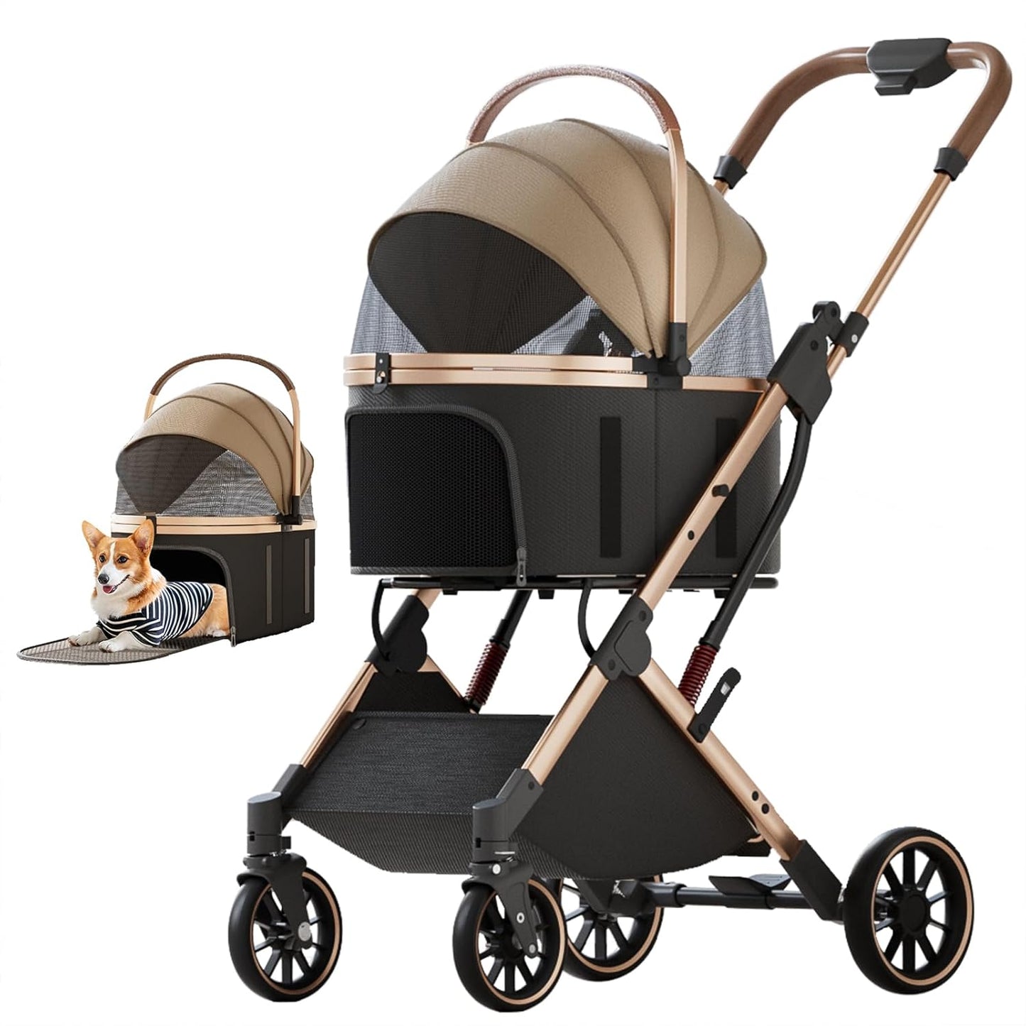 Dog Stroller with 4 Wheels for Small and Medium Pets
