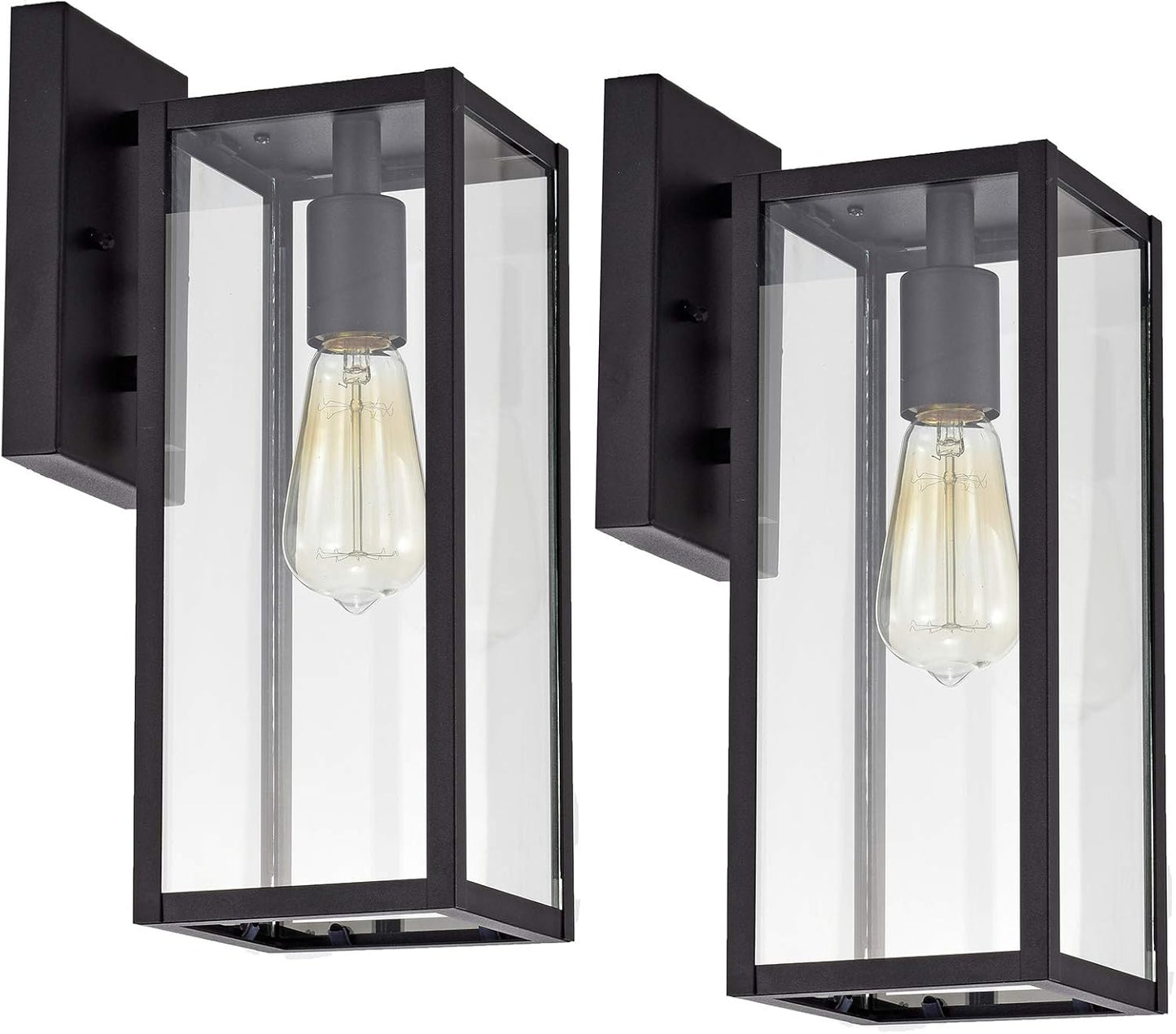MICSIU Black Outdoor Wall Light Fixture 2 Pack for Modern Homes