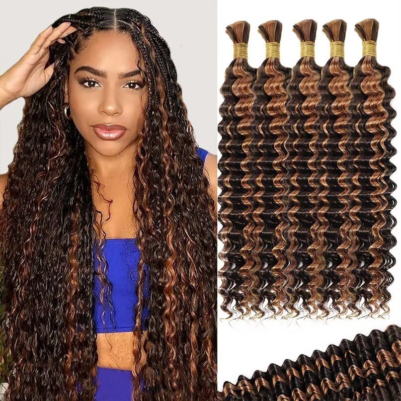12A P4/30 Dark and Light Brown Human Braiding Hair for Boho Styles