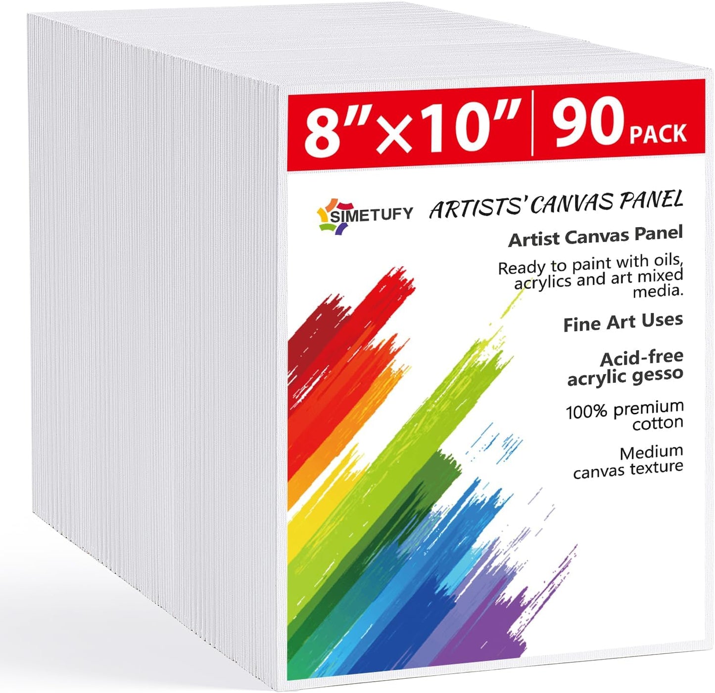 Simetufy Canvas Boards for Painting - 8x10In, 90 Pack Bulk