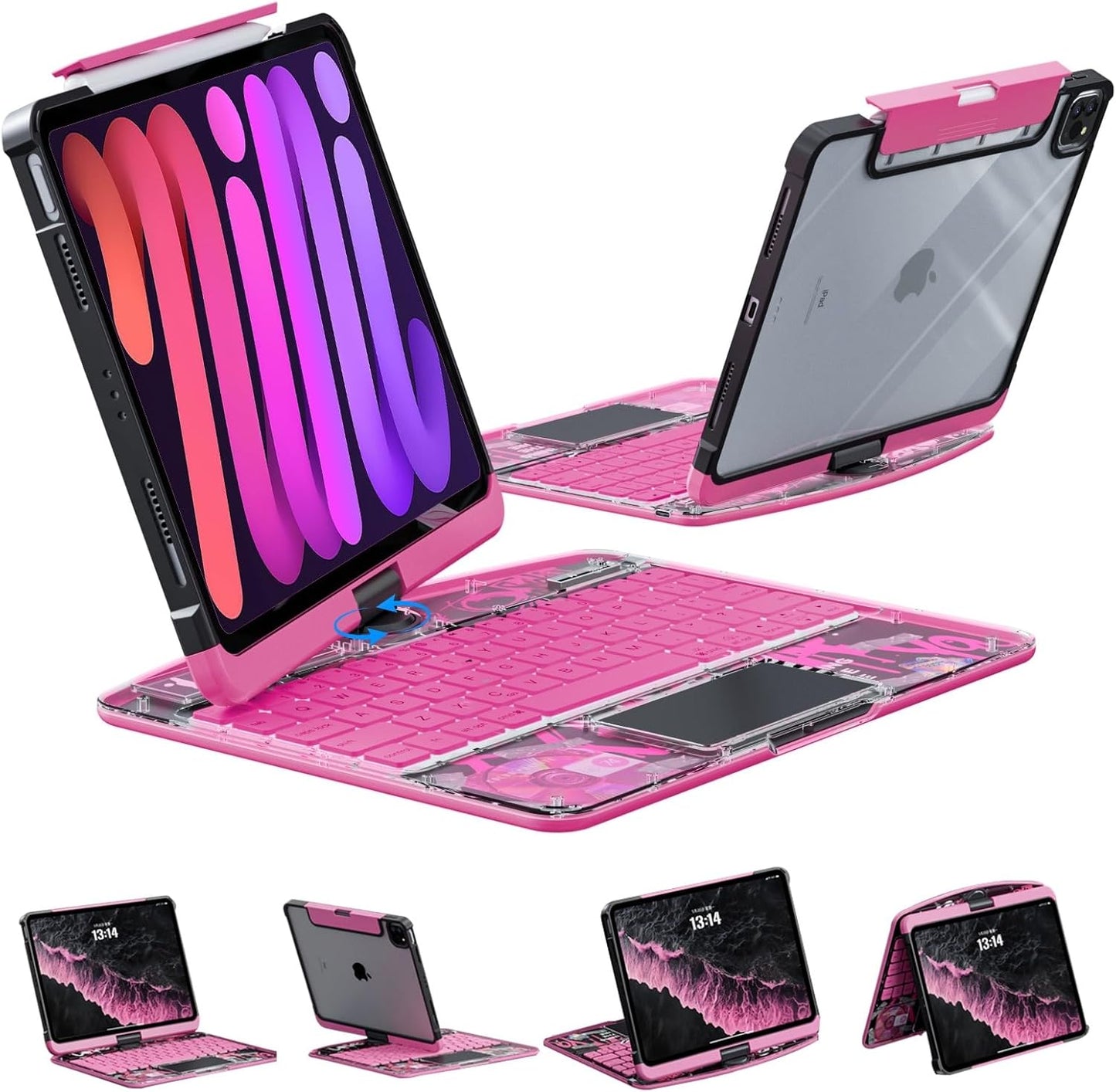 Transparent Case with Wireless Keyboard for iPad Air 11 Inch