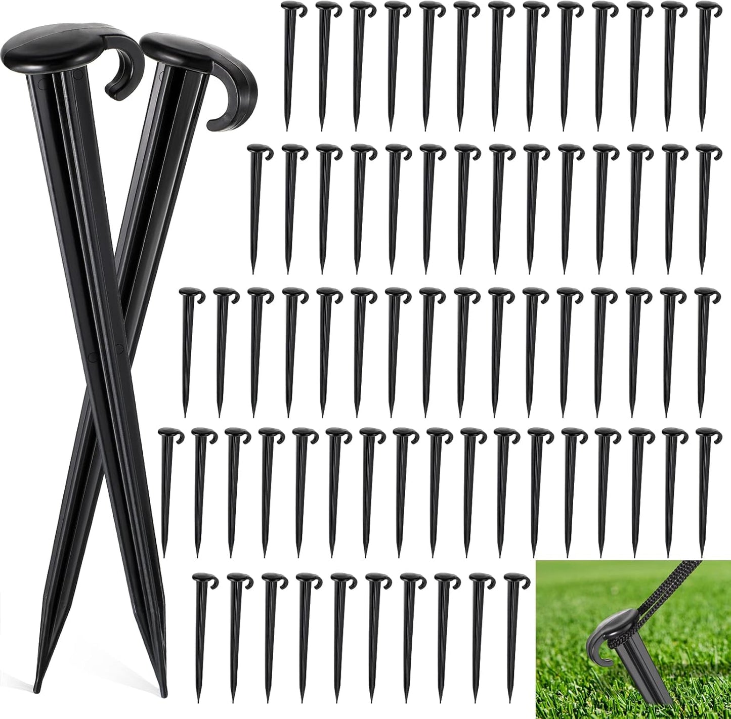 Vicenpal 100 Pcs 7 Inch Heavy Duty Plastic Yard Stakes for Outdoors