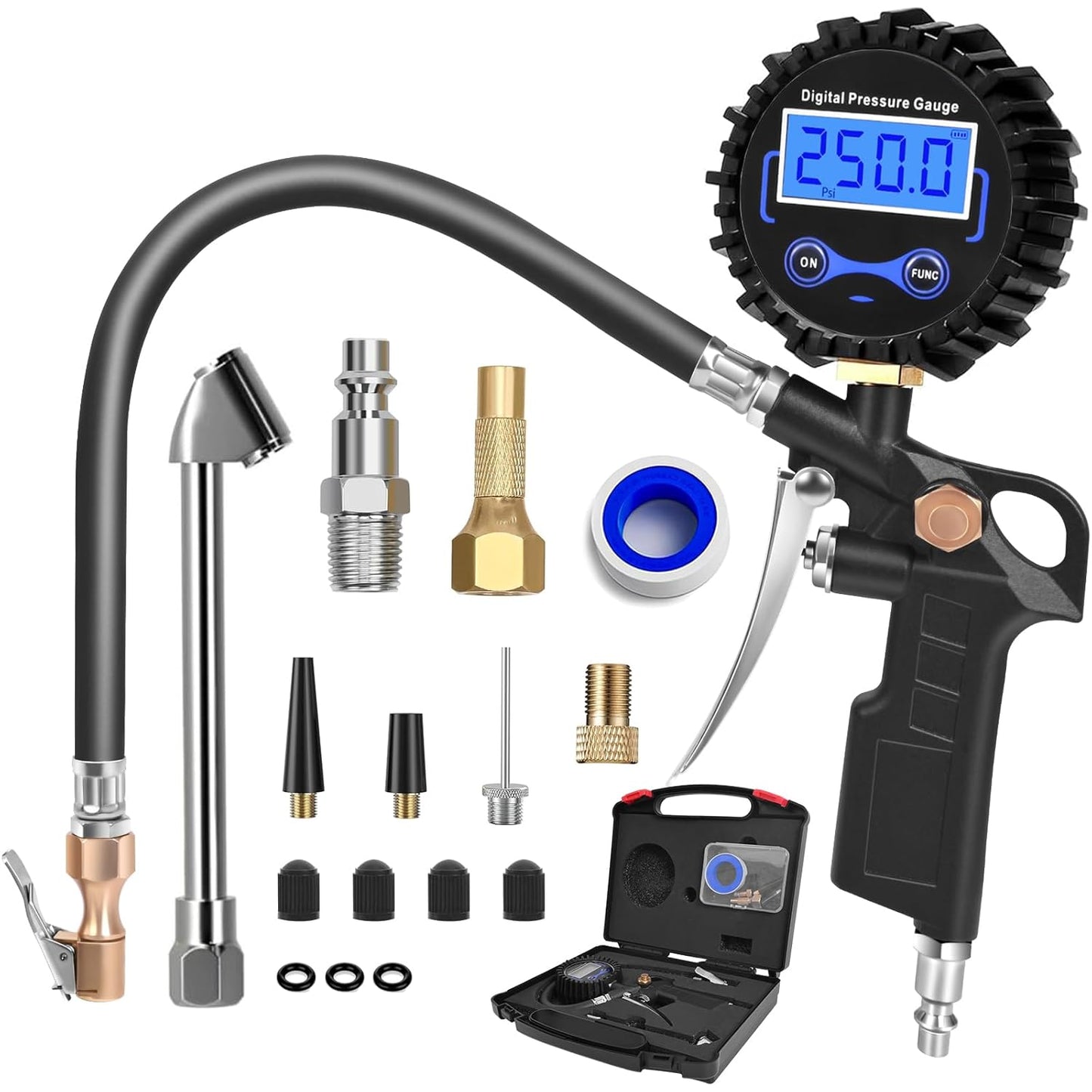 AmazStove Tire Inflator: 250 PSI Heavy Duty, Leak Protection, Extended Hose
