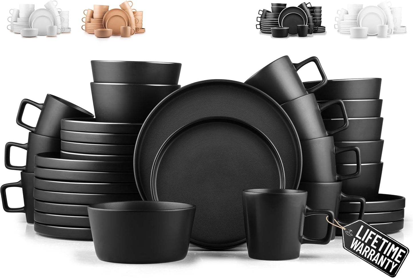 Zulay Kitchen Terra Stoneware 32-Piece Dinnerware Set for 8