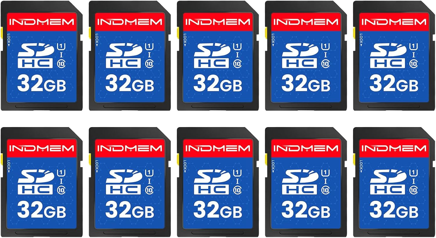 INDMEM 32GB SD Card 10-Pack for High-Speed Reliable Storage