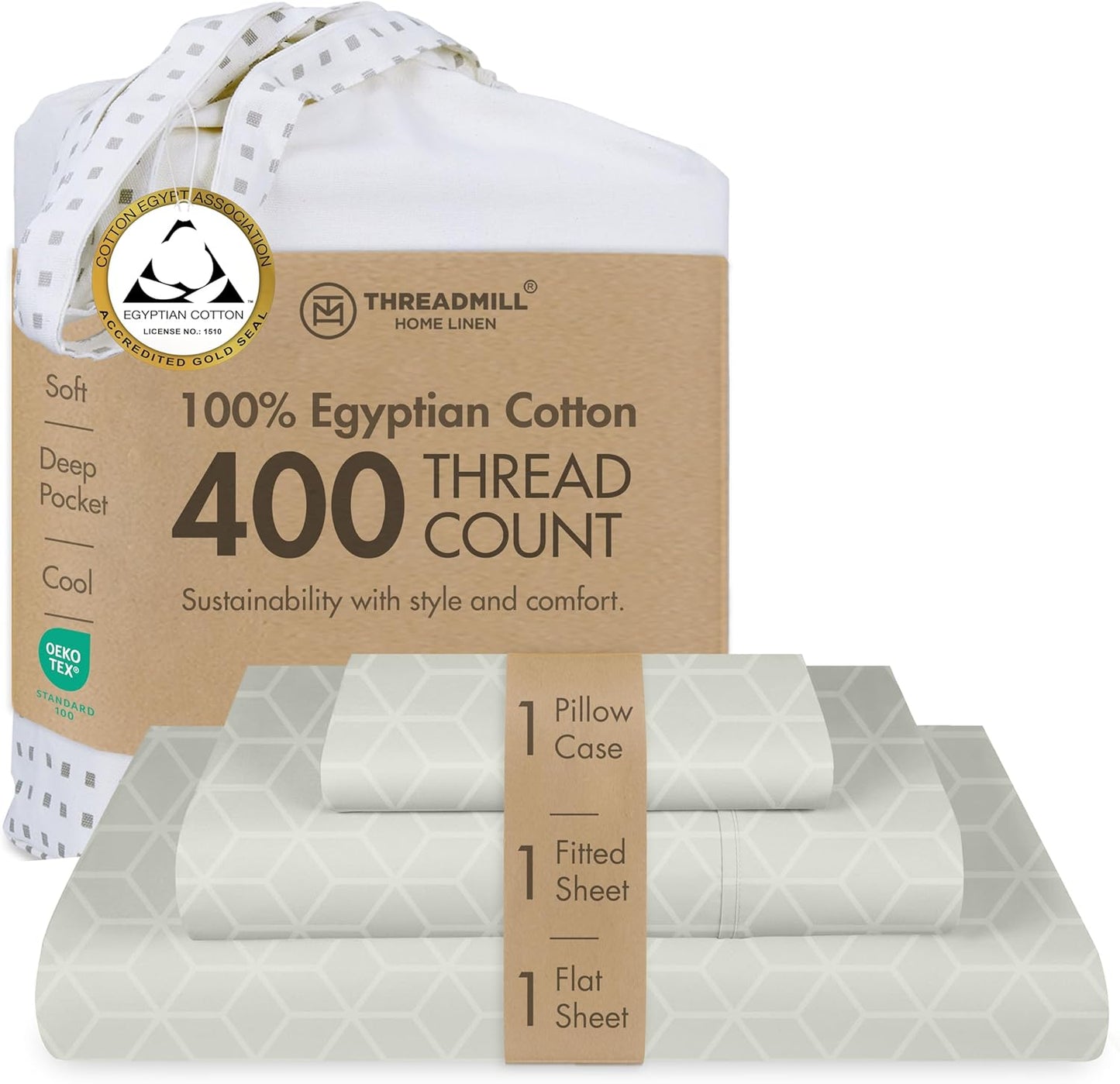 Threadmill Egyptian Cotton Twin XL Sheets Set for Cozy Sleep
