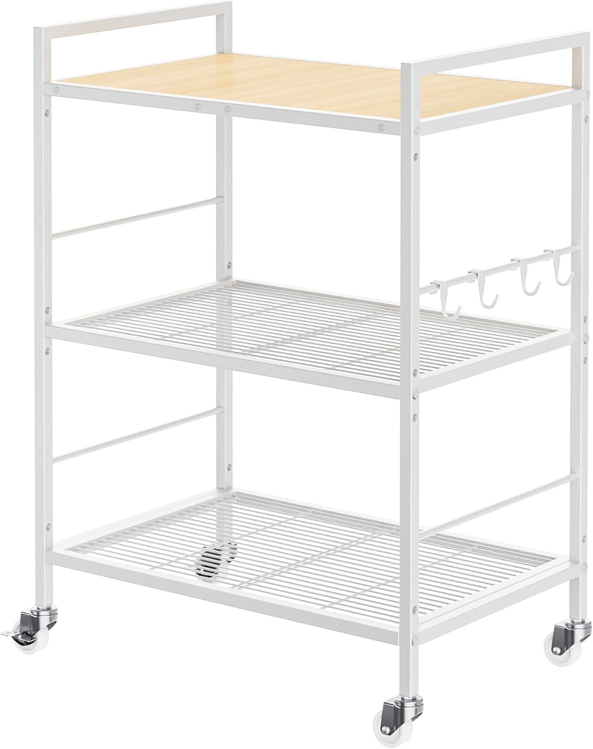 3-Tier Metal Storage Rack with Wheels for Kitchen and Laundry