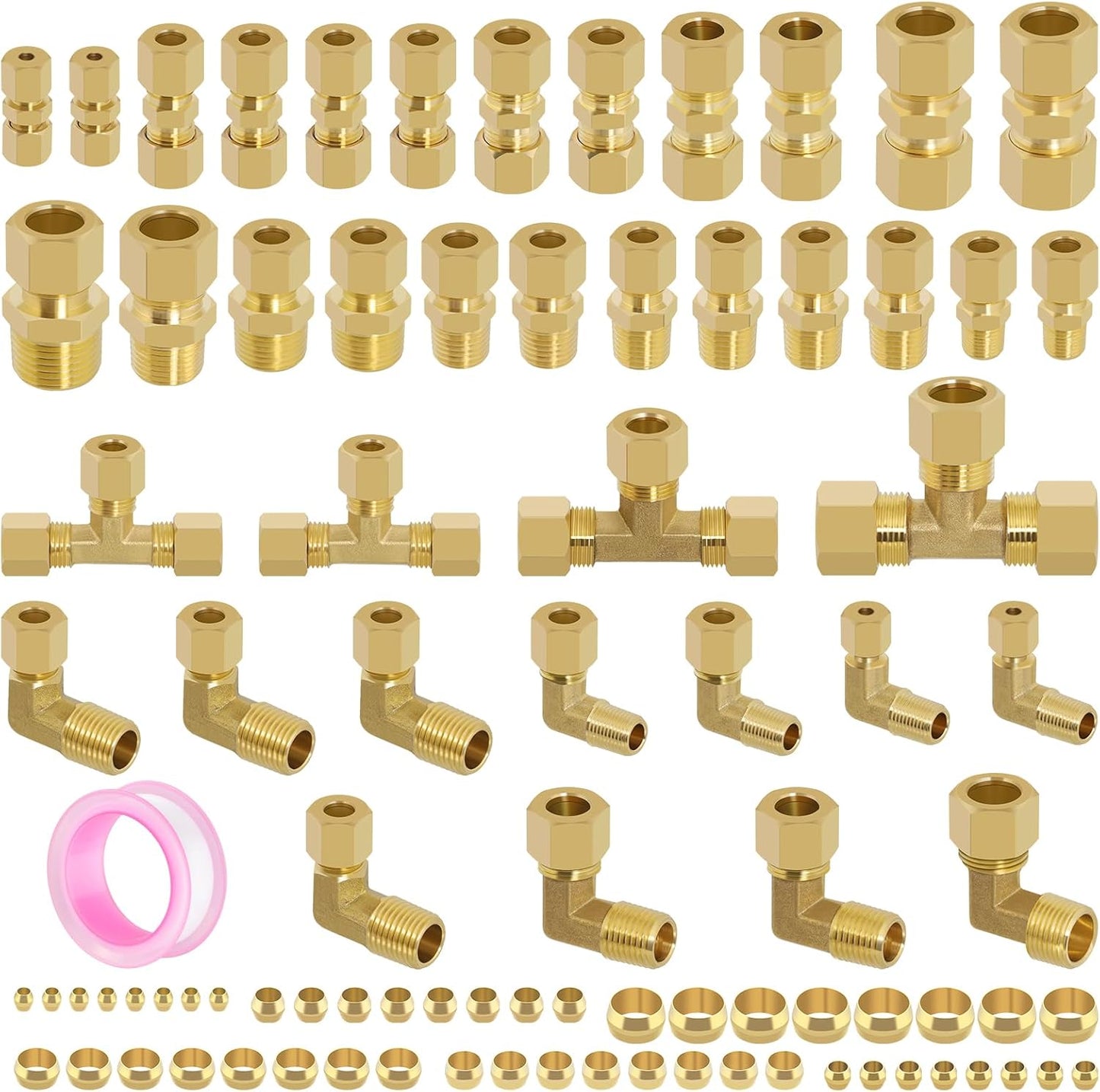 88 Pcs Brass Compression Tube Fittings Kit for Versatile Use