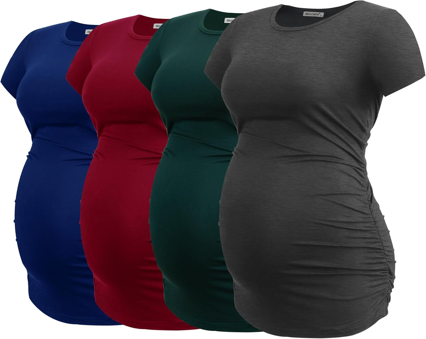 Smallshow Women's Maternity Shirts 4 Pack for Pregnancy Comfort