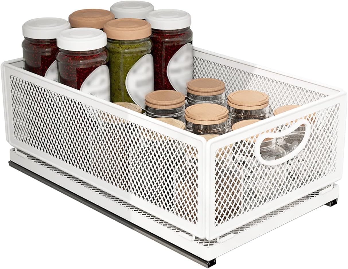 Sliding Cabinet Basket Organizer for Kitchen and Bathroom Storage