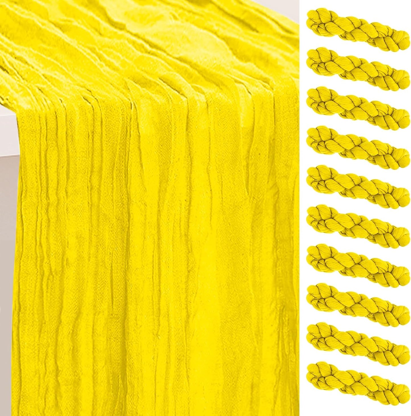 10 Pack Yellow Cheesecloth Table Runner for Elegant Events