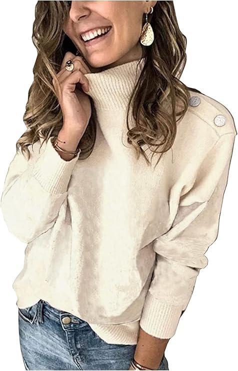 KIRUNDO Women's 2023 Fall Winter Long Sleeve Knit Sweater Turtleneck